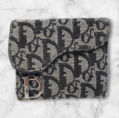【DIOR】 SADDLE コンパクトウォレット　三つ折り財布　水色 ブルー（青）系 Dior(ディオール) 折りたたみ財布(レディース