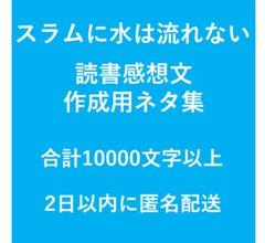 「スラムに水は流れない」読書感想文　作成用ネタ集　10000文字以上