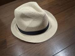 ベージュ ストローハット フェドーラ