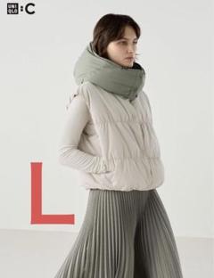 【新品】UNIQLO:C ★Mサイズ★ダウンクロップドベスト ホワイト ベージュ ユニクロ公式 | ダウンクロップドベスト