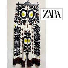 【早い者勝ち】 ZARA ボタニカル　エスニック　プリント柄 ワイドパンツのサムネイル