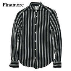 Finamore バーニーズ別注 レーヨンストライプシャツ ネイビー サイズS