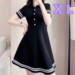 夏　ゴルフウェア　ポロシャツ　ワンピース　Aライン　半袖　XL