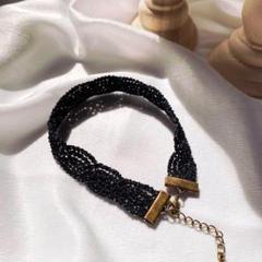 《no,K05》ハンドメイド マクラメ アンクレットkierre ブラックラメ