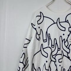 美品✨ USPP 牛柄 スウェット ホワイト ビックプリント 日本製 大きめ 紺