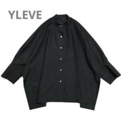 YLÈVE ノーカラーシャツ ストレッチ Vネック ノーカラーシャツ（シャツ/ブラウス