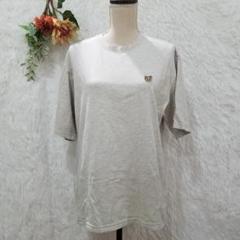★5ジップファイブ★半袖 Tシャツ【S】綿 グレー ロゴ刺繍 きつね メンズ