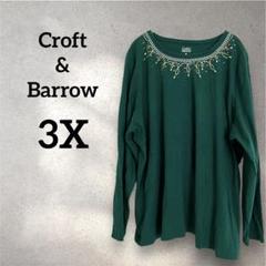 Croft&Barrow【3X】装飾付き長袖Tシャツ グリーン