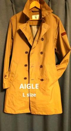 AIGLEトレンチコート メンズ ベージュ ダブルブレスト 撥水加工