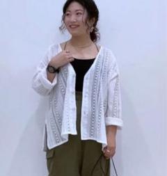 レプシィム　かつこさん企画　レース編みカーディガン　オフ白 値下げ！新品］EPSIMかつこ企画 レース編みカーディガンLEPSIM白