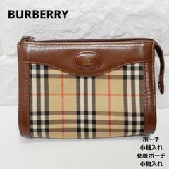 【未使用品】バーバリーロンドン ポーチ メガチェック ベージュ 小物入れ 鑑定済 バーバリー ミニボストンバッグ ノバチェック メガチェック PVC