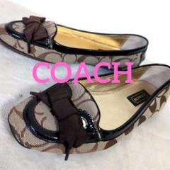 ec14 COACH パンプス シグネチャー リボン 総柄 US 5.5