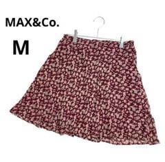 MAX&Co. 花柄フレアスカート　シフォン　軽い　薄手　フラワー　薔薇　レッド