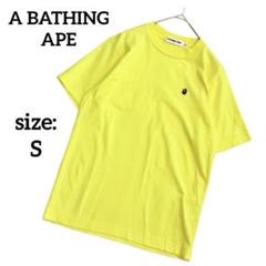 アベイシングエイプ Tシャツ 半袖 S ワンポイント トップス 黄色 ワッペン