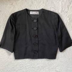 Christian Dior シルクウールノーカラープリーツギャザージャケット