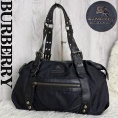 BURBERRY BLUE LABEL バーバリーミニボストンバッグ　黒 日本未発売】 キャンバス×レザー ボストンバッグ LABEL BLUE