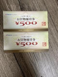 ヤマダホールディングス　お買物優待券 ¥500×2枚のサムネイル
