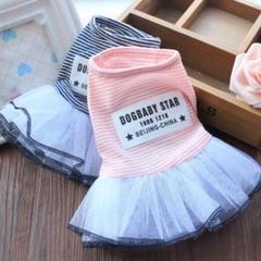 新品 犬服 猫服 ボーダー チュール フリフリ ワンピース オシャレ 可愛い