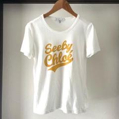 Seeby Chloé ロゴプリント 半袖Tシャツ　クロエ　白
