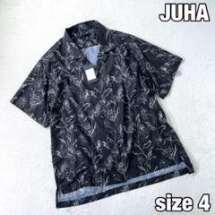 【JUHA (ユハ) 】極美品 極上サテン 開襟シャツ アロハ ブラック 総柄のサムネイル