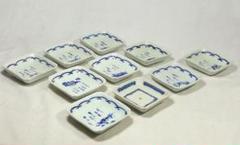 淡路珉平焼雲龍文四方隅切角皿3枚 [B25356] MINPEIYAKI COLLECTIONS – Gallery Nisui