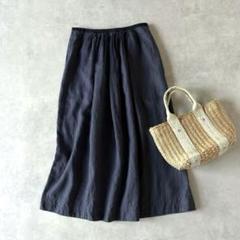 美品 マーガレットハウエル ライトウェイト リネン フレアスカート 2 黒 LIGHTWEIGHT LINEN SKIRT（スカート）｜MARGARET HOWELL