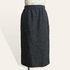 ❤️美品 ウンガロ モノトーン 幾何学 変形ドット柄ロングタイトスカート 9 Ⅿ