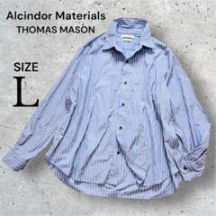 THOMAS MASON メンズ　長袖シャツ　ブルー　ストライプ　L