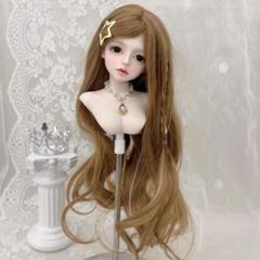 ドールウィッグ 6〜7インチ ブラウン 茶髪 ロングヘア カール SD BJD