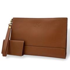 美品 Kitamura クラッチバッグ + 名刺入れ付 レザー ロゴ刻印
