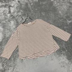 【ネイビー】（F）オーガニックコットン ボーダー Tシャツ カジュアル 長袖
