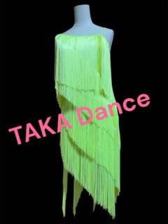 ❤️美品❤️タカダンス イエローフリンジワンピースドレスM ❤️美品❤️タカダンス イエローフリンジワンピースドレスM