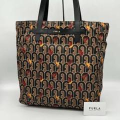 【極美品】FURLA デジット トートバッグ 鳥柄 アーチロゴ ナイロン