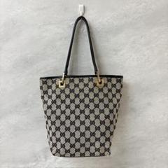 美品 GUCCI グッチ GGキャンバス トートバッグ ハンドバッグ ブラック