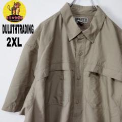 USA古着 DULUTH　半袖ボタンシャツ2XL　ブラウンのサムネイル