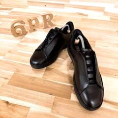 美品【ザラ】ハイド レース レザー スニーカー リミテッドエディション25.5黒
