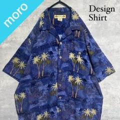 No.38 総柄シャツ　アロハシャツ　オーバーサイズ　ヤシの木　MONTEGO