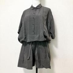 ニールバレット　シャツオールインワン　シルク混　ロゴボタン　グレーのサムネイル