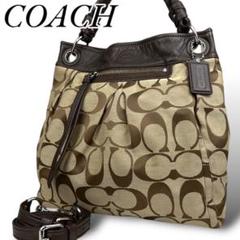 COACH　トートバッグ　2way　シグネチャー　ロゴ　キャンバス　レザー