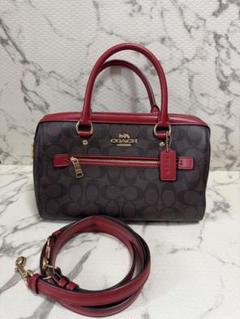 C1【used】COACH ハンドバッグ ブラウン1941 レッド