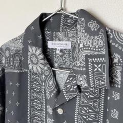 【美品】ユナイテッドアローズ　柄シャツ　メンズM　グレー　サラッとした肌触りのサムネイル