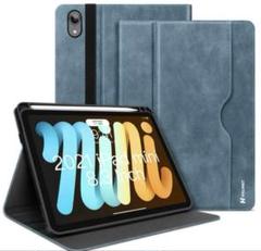 iPad mini6⭐️手帳型ケース⭐️2021⭐️PUレザー製⭐️ペンホルダ⭐️青