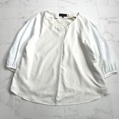 アンタイトル　異素材ミックス　Ｖネック　ブラウス　大きいサイズ　44 2XL