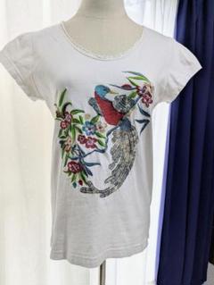 刺繍Tシャツ 半袖 鳥と花