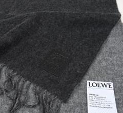 期間限定お値下げ　ロエベ　グレー モヘア混紡 マフラー フリンジ付き LOEWE ロエベ モヘアマフラー グレー レザータグ