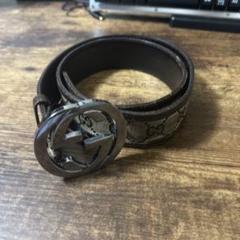 GUCCI GGパターン ブラウンレザーベルト