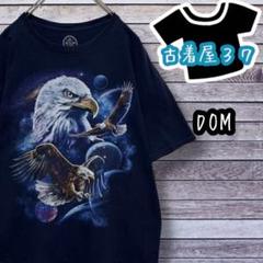 古着ドムデカロゴアニマル柄イーグルゆるだぼTシャツ紺ネイビーL