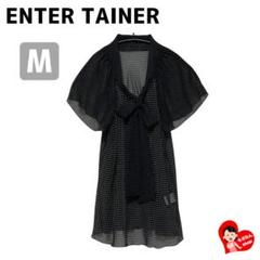 未使用 エンターテイナー ブラウス シースルー ボウタイ Mサイズ ドット 黒