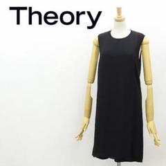 B6765■セオリー 総柄 プリント シルク ノースリーブ ワンピース 2 Theory - theory セオリー シルク混 ノースリーブ ワンピース
