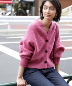 アダムエロペ　オーバーサイズカーディガン　ピンク ADAM ET ROPE'（アダムエロペ）の「モヘアミックス オーバー